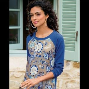 Soft Surroundings Mix Media peacockTop Size Medium